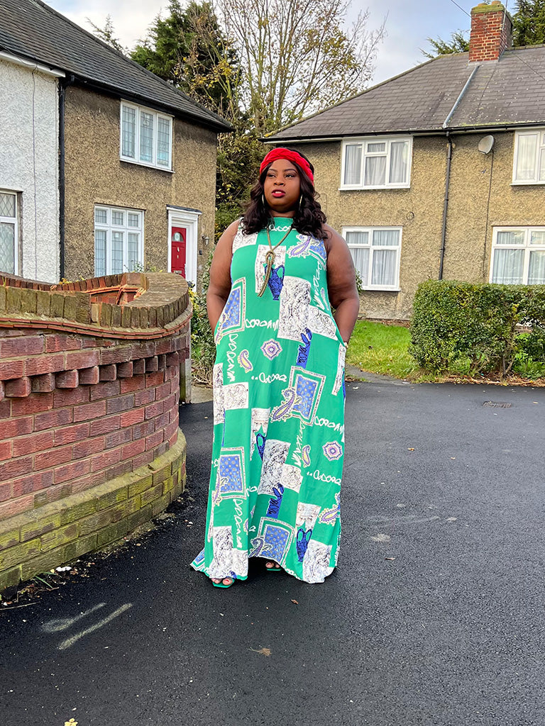 Crepe Green Maxi Dress