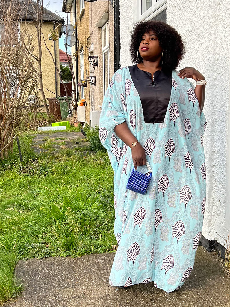 Blue Chiffon Kaftan Dress