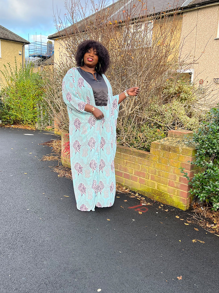 Blue Chiffon Kaftan Dress