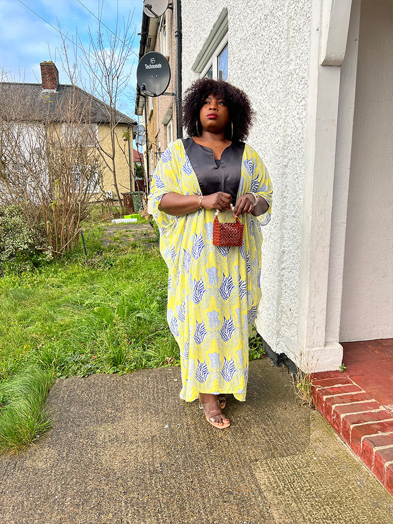 Yellow Chiffon Kaftan Dress