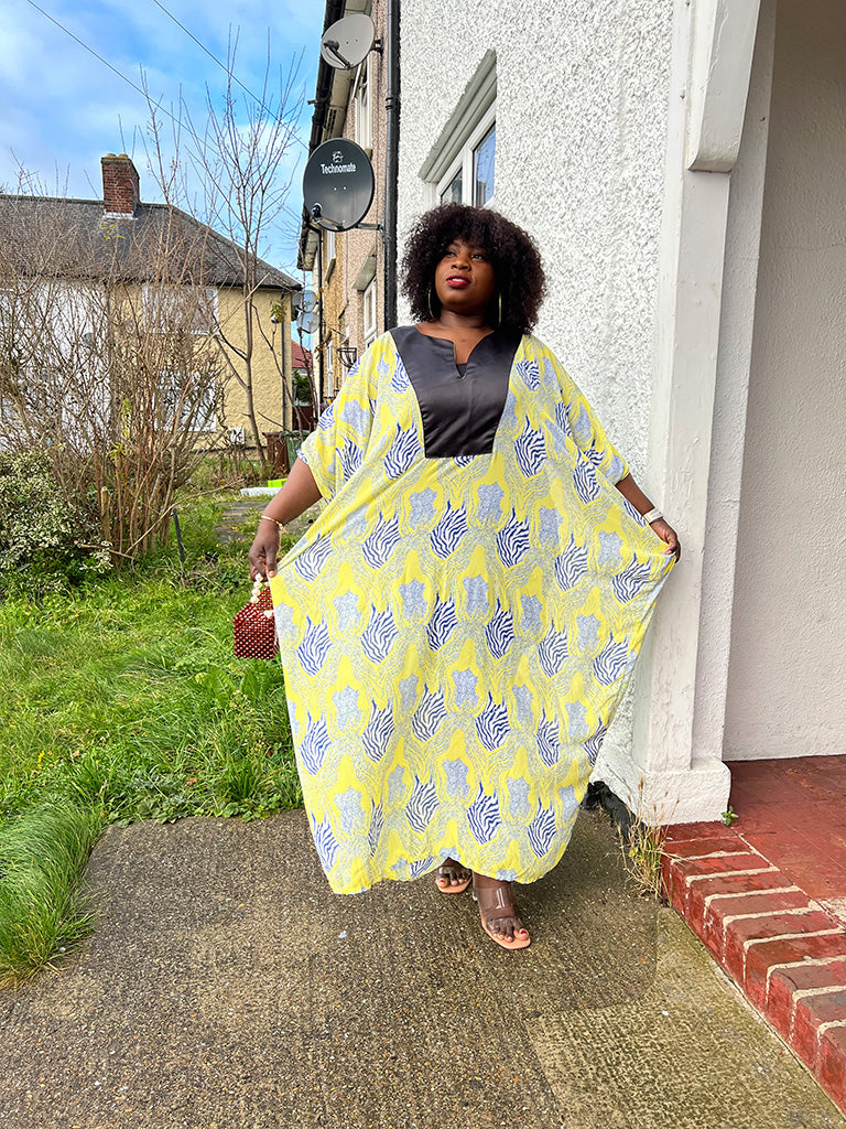 Yellow Chiffon Kaftan Dress