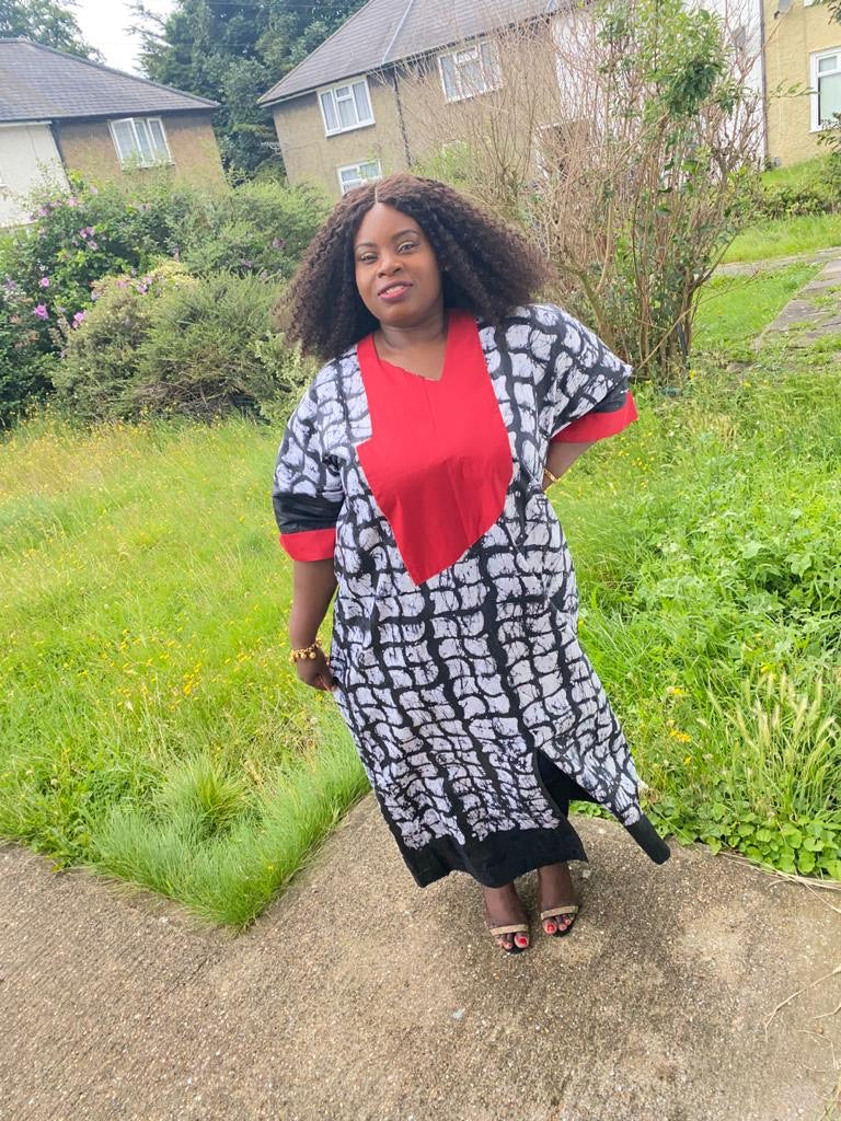 Adire Kaftan Black & Red