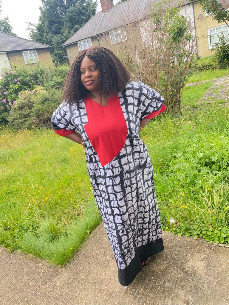 Adire Kaftan Black & Red