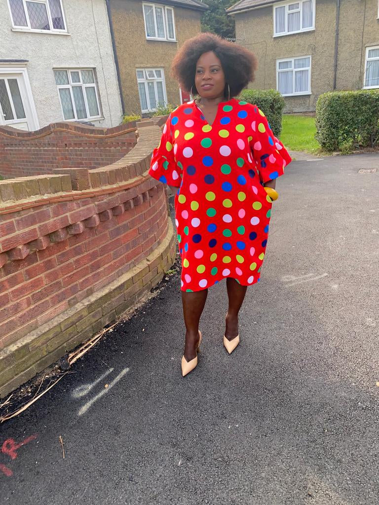 Multi Colour Pokadot Dress.