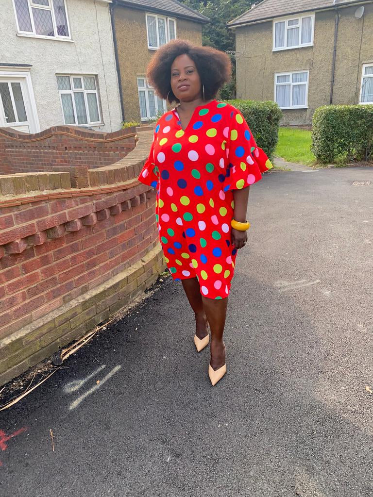 Multi Colour Pokadot Dress.